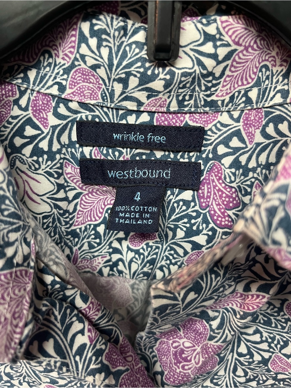 Westbound Purple Floral Collared Blouse on Navy Print - Picture 3 of 4